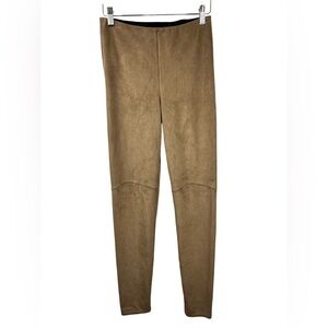 Lyss’e Women’s High Rise Elastic Waistband Faux Suede Leggings Beige Size XS